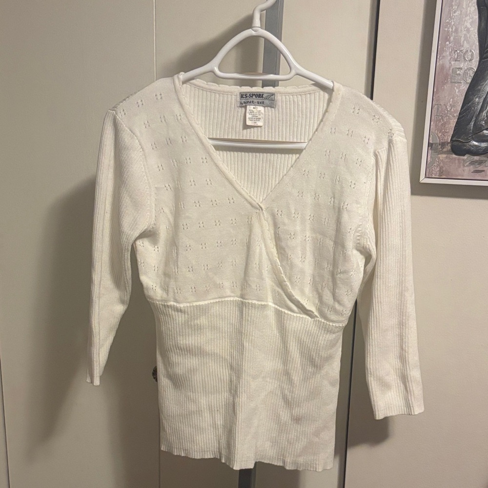 Esprit Ivory V-Neck Sweater